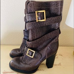 Tory Burch Chocolate Brown “Jaden” Mid Calf Boot